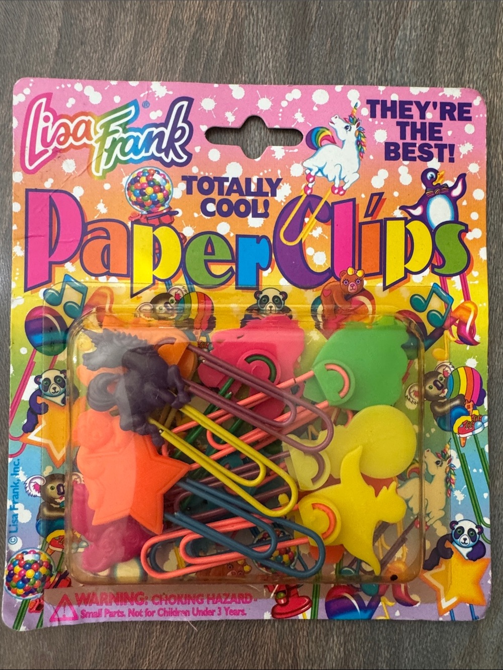 New old Stock Vintage Lisa Frank Rainbow Paper Clips - Bright Multicolor Shapes